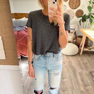 Small American Eagle Ribbed Gray T-Shirt